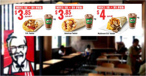 Featured image for (EXPIRED) KFC is offering Twister Value Meal fr S$3.85 (50% off) during breakfast hours from 15 – 21 Feb 2022