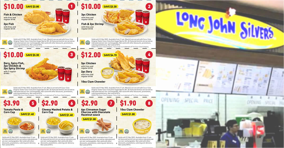 Featured image for Long John Silver's S'pore latest coupons lets you save up to $5.30 valid till 31 March 2022