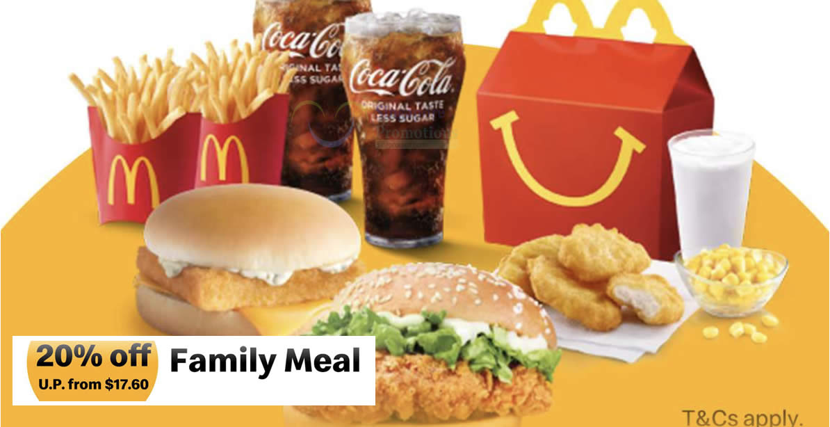 Featured image for McDonald's S'pore: 20% off Family Meal deal till 6 March means you pay only S$14.08