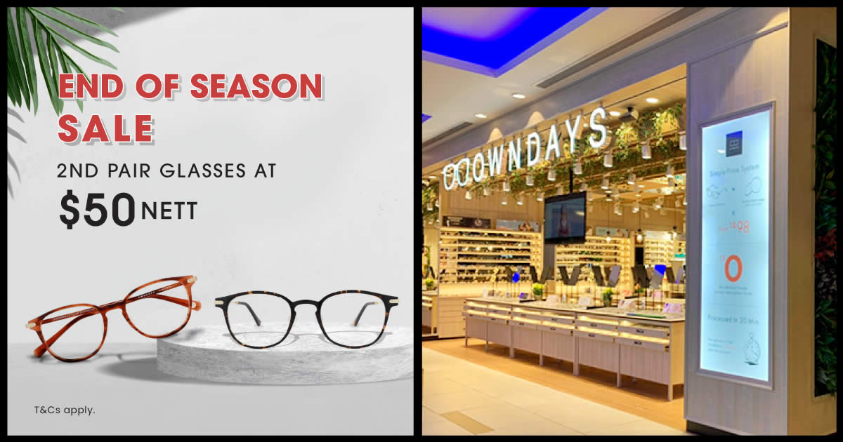 Featured image for OWNDAYS End Of Season Sale - Get 2nd pair of prescription glasses at only $50 nett from 7 - 13 Feb 2022