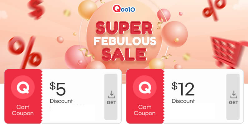 Featured image for Qoo10: Grab free $5 and $12 cart coupons till 17 Feb 2022