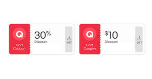 Featured image for Qoo10 S’pore is giving away free 30% and $10 cart coupons till Apr. 24, 2022