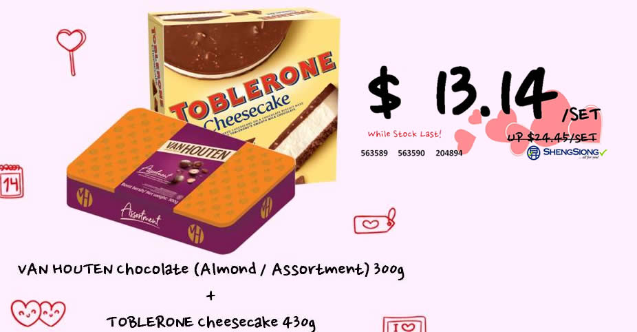 Featured image for Sheng Siong is offering 46% off special Van Houten + Toblerone Cheesecake combo till 14 Feb 2022