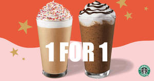 Featured image for (EXPIRED) Starbucks: Enjoy 1-for-1 treat on selected beverages all-day from 7 – 10 Feb at S’pore stores