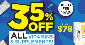 Featured image for Watsons: Enjoy 35% off almost all vitamins and supplements till 13 Feb 2022