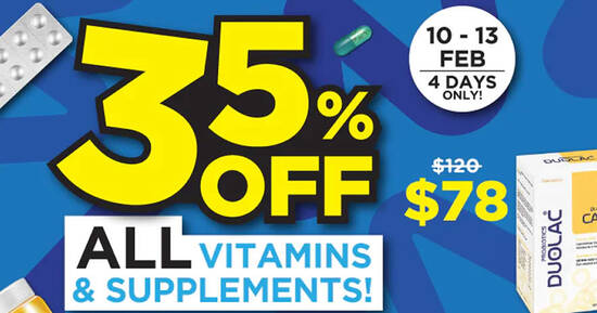 Watsons: Enjoy 35% off almost all vitamins and supplements till 13 Feb 2022 - 1