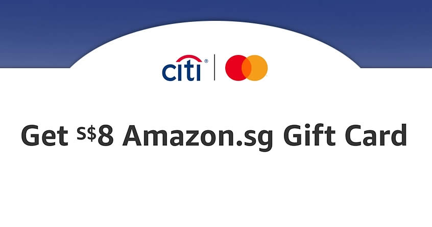 Featured image for Amazon.sg offering free S$8 Amazon Gift Card when you spend S$100 or more using Citibank cards till 30 Oct 2022