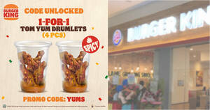 Featured image for Burger King S’pore has a 1-for-1 deal on the spicy Tom Yum Drumlets you can use till end of March 2022
