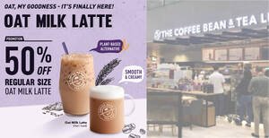 Featured image for Coffee Bean S’pore launches new Oat Milk Latte beverage, offers 50% off till end of March 2022