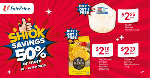 Featured image for 1-for-1 deals at FairPrice, happening for 4 days only from 10 to 13 March 2022