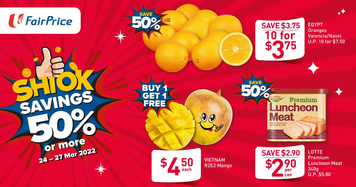 Featured image for Your daily Vitamin C Boost - 50% off the sweetest Oranges and 1-for-1 Mangos only at FairPrice from 24 to 27 March