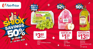 Featured image for (EXPIRED) Enjoy 1-for-1 deals on Berry-licious Green Seedless Grapes and more, only at FairPrice! From 17 to 20 March 2022
