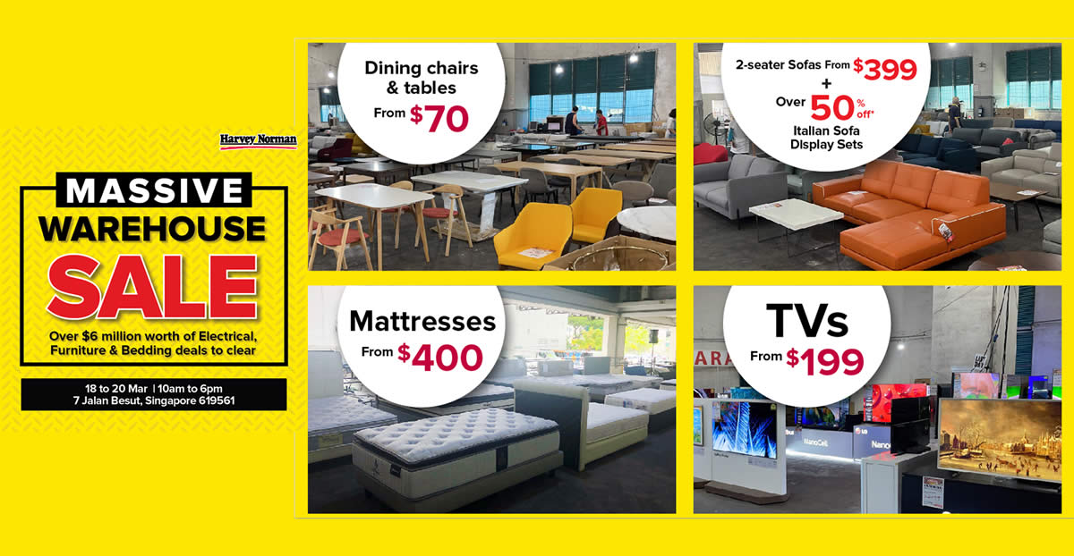 Featured image for Harvey Norman Massive Warehouse Sale from March 18 to 20 has over $6 million worth of products to clear