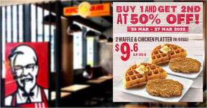 Featured image for KFC S’pore celebrates International Waffle Day with 50% off the second Waffle Platter from Mar. 25 – 27, 2022