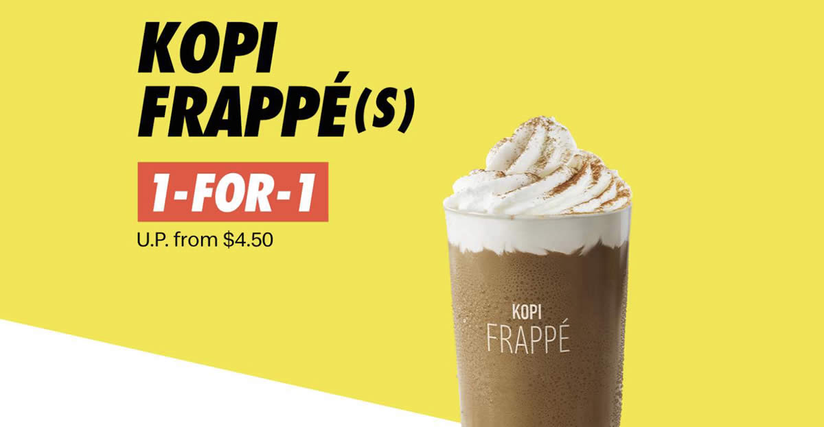 Featured image for McDonald's 1-for-1 Kopi Frappe (S) on Mar. 31 means you pay S$2.25 each