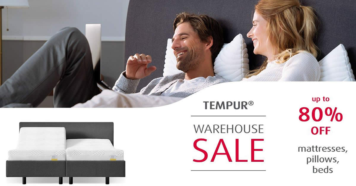 Featured image for Tempur Warehouse Sale is here! Enjoy up to 80% Off Mattresses, Beds And Pillows from March 10 - 13, 2022