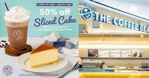 Featured image for Coffee Bean S’pore: 50% off sliced cake with every purchase of a reg. Ice Blended drink from 6pm to 12mn till 2 May