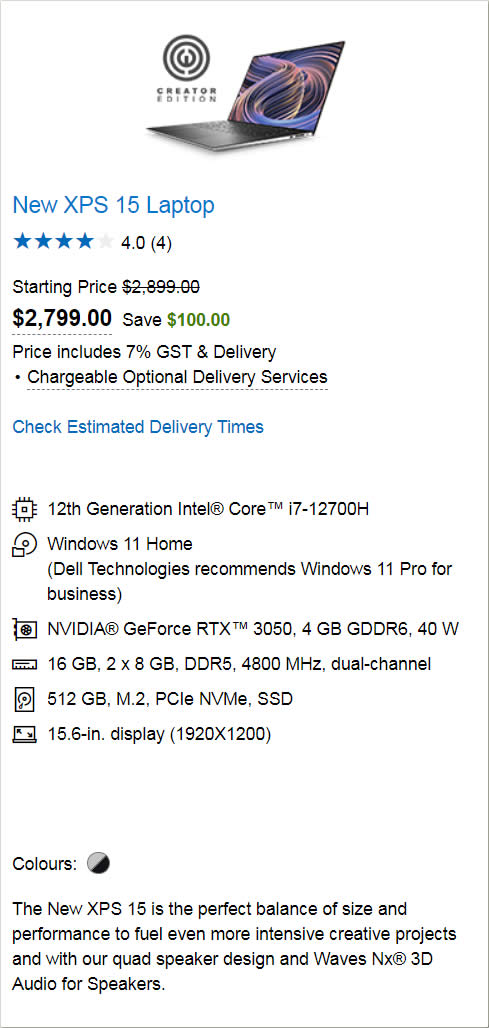 Lobang: Dell S’pore: Save S$211.96 on the New XPS 15 Laptop with the latest promo + code till 5 May 2022 - 44