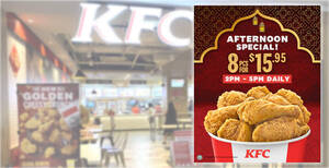 Featured image for KFC S’pore is offering 8pcs of crispy fried chicken for just S$15.95 when you order between 2-5pm till 2 May 2022