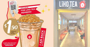 Featured image for LiHO S’pore offering S$1.90 Classic Milk Tea with Golden Pearl (M) for members from 24 March, 2022