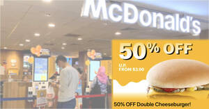 Featured image for McDonald’s App has a one-day only 50% off Double Cheeseburger deal on Apr. 25, pay only S$1.95