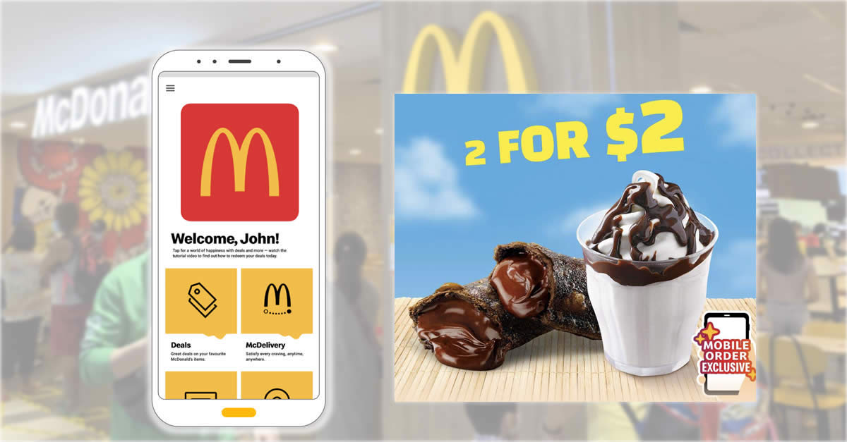 Featured image for McDonald's S'pore: 2-for-$2 deal consisting of Chocolate Pie + Sundae Mobile Order exclusive deal till Apr. 27