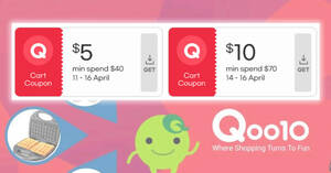 Featured image for Qoo10 S’pore offering free $5 and $10 cart coupons in Limited Q-Rewards promotion till Apr 16, 2022