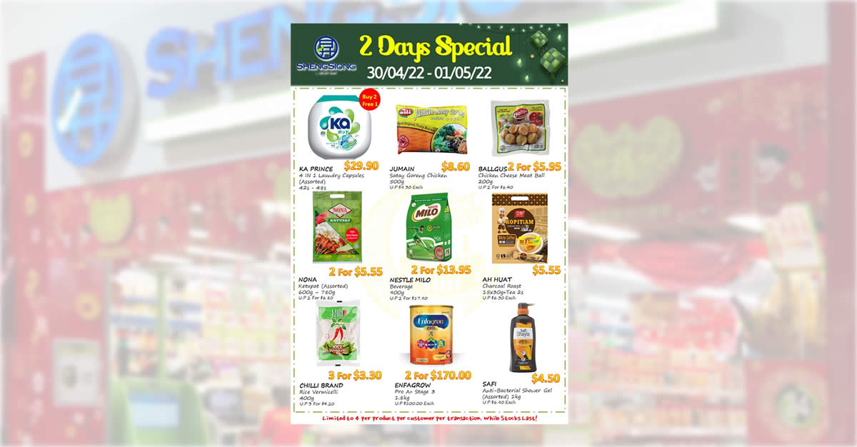 Featured image for Sheng Siong 2-Days Apr. 30 - May 1 Deals: Nestle Milo, Enfagrow, KA Prince, Ballgus, Safi and more