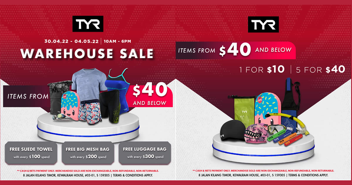 Featured image for TYR Warehouse Sale from 30 Apr to 4 May 2022