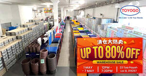 Featured image for Toyogo Up to 80% Off Warehouse Sale from 1 – 7 May 2022