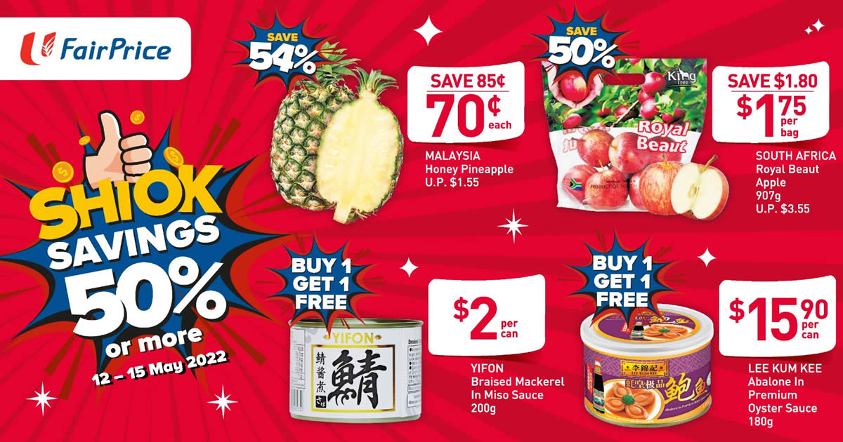 Featured image for 1-for-1 Abalone, Mackerel, 54% off Honey Pineapples and more at FairPrice till 15 May 2022