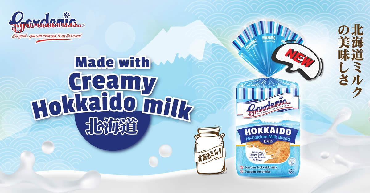 Featured image for Buy Gardenia Hokkaido Hi-Calcium Milk Bread and get FREE pack of Gardenia Hot Dog Bun till 31 May 2022