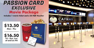 Featured image for Cathay Cineplexes: Enjoy Movie Packages from S$13.50 with PAssion cards till 30 Apr 2023