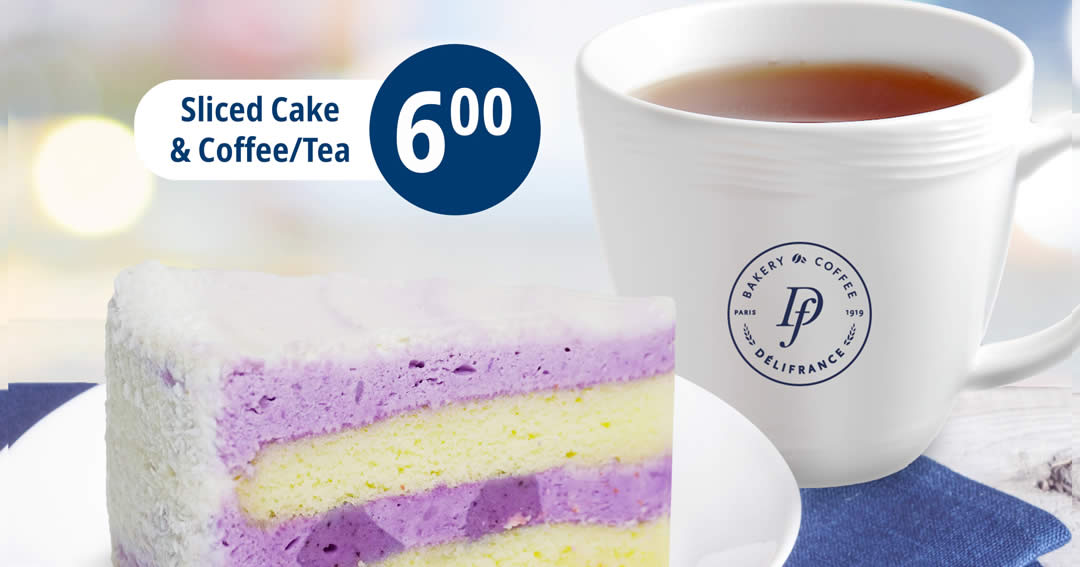 Featured image for Delifrance: Enjoy a set of any sliced cake and a cup of coffee/tea at just $6 till 20 May 2022 (2pm to 6pm)