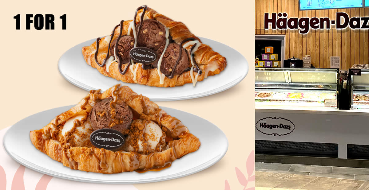 Featured image for Haagen-Dazs is offering 1-for-1 Croissant Sundae at S'pore stores on Tuesday, 10 May 2022