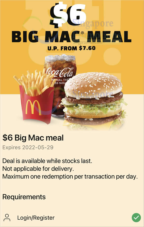 Lobang: McDonald’s S’pore is offering $6 Big Mac Burger meal on 29 May 2022 - 11