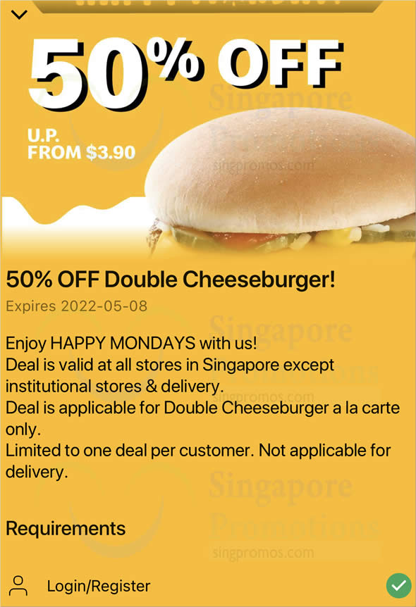 McDonald’s App has a one-day only 50% off Double Cheeseburger deal on ...