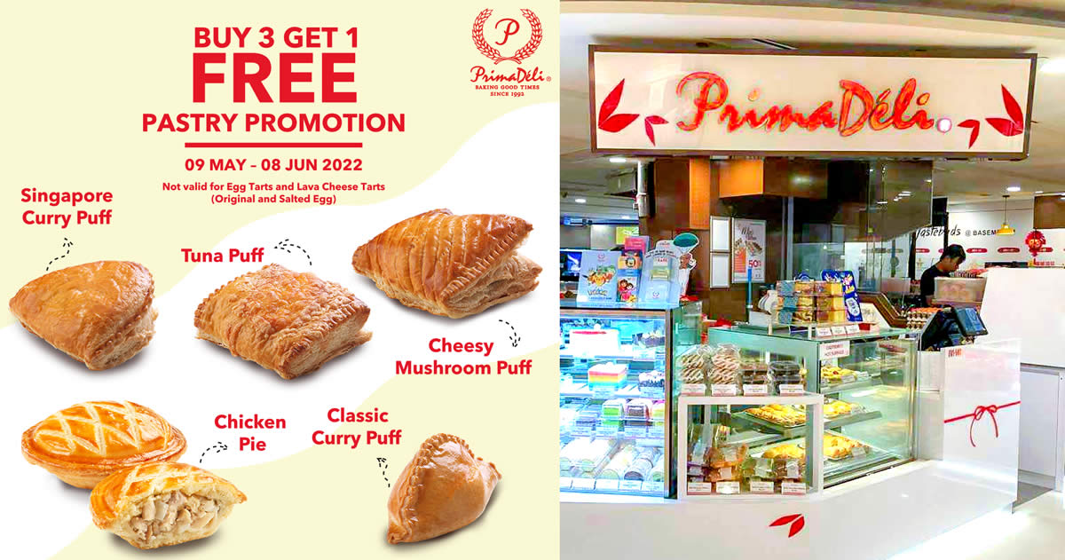 Featured image for Prima Deli is offering Buy-3-Get-1-Free savoury pastries at all outlets islandwide till 8 June 2022