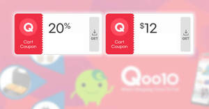 Featured image for Qoo10: Grab free 20% and $12 cart coupons till 8 May 2022