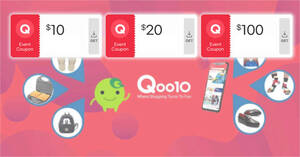 Featured image for Qoo10 S’pore Super Sale offers $10, $20 & $100 cart coupons daily till 22 May 2022