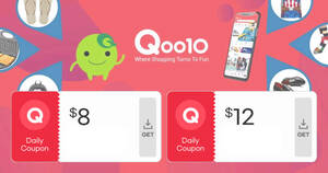 Featured image for Qoo10 S’pore is giving away free $8 and $12 cart coupons till 31 May 2022