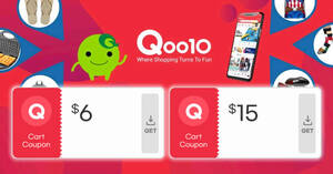 Featured image for Qoo10 S’pore is giving away free $6 and $15 cart coupons till 8 May 2022