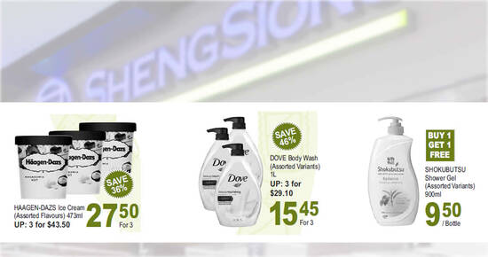 Sheng Siong 4-Days Special: Haagen-Dazs at 3-for-$27.50, 1-for-1 Shokubutsu Shower Gel & more till 22 May 2022