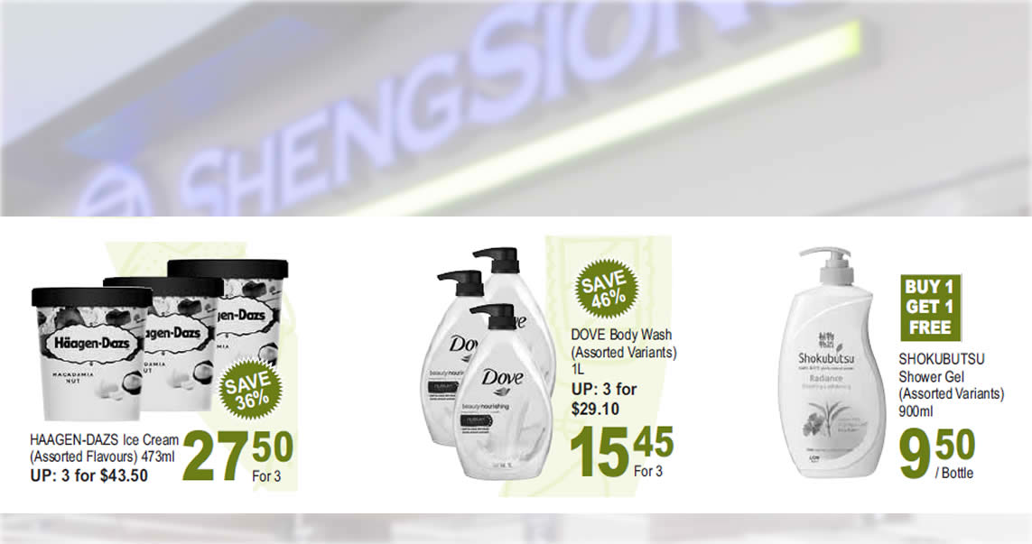 Featured image for Sheng Siong 4-Days Special: Haagen-Dazs at 3-for-$27.50, 1-for-1 Shokubutsu Shower Gel & more till 22 May 2022