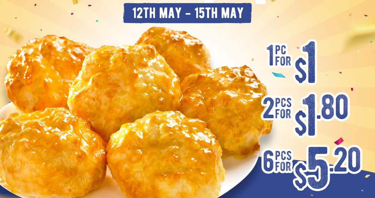 Featured image for Texas Chicken S'pore Honey Butter Biscuits are going at promotion from 12 - 15 May 2022