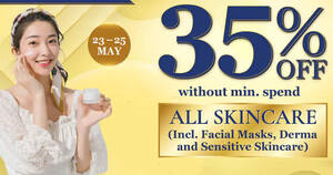 Featured image for Watsons 3-DAYS ONLY: 35% off all skincare – no min spend! Valid till 25 May 2022