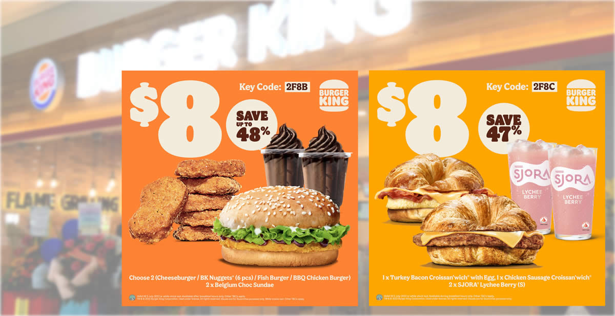 Featured image for Save up to 54% with these three new Burger King S'pore coupons valid till 5 July 2022