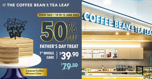 Featured image for Coffee Bean S’pore is having a 50% off flash sale for the 7″ Caramel Coffee Mousse Cake till 12 June 2022