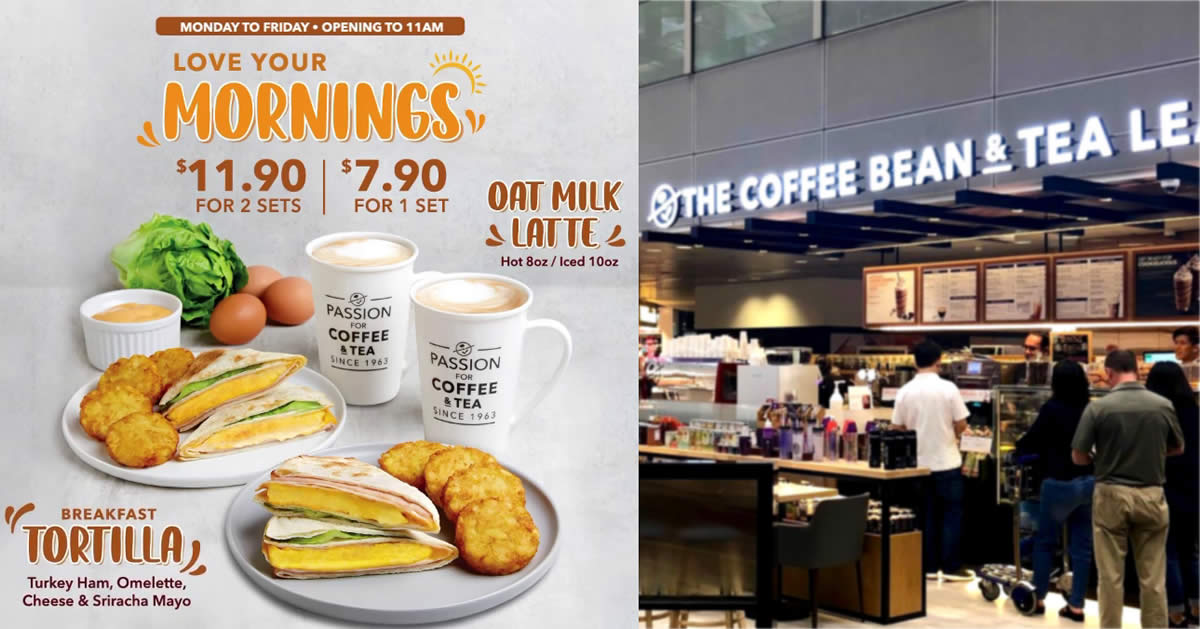 Featured image for Coffee Bean S'pore's new Weekdays Breakfast Set costs S$5.95 per set when you buy two sets (From 6 June 2022)
