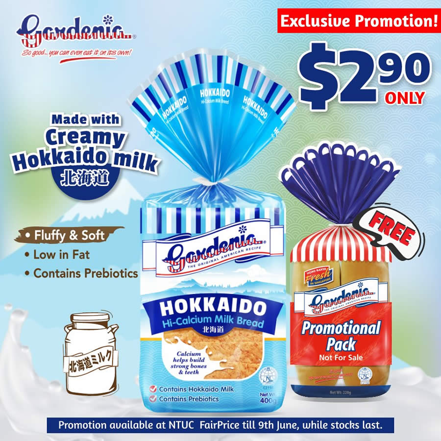 Lobang: Gardenia: Buy Hokkaido Hi-Calcium Milk Bread and get FREE pack of Gardenia Hot Dog Bun till 9 June 2022 - 11